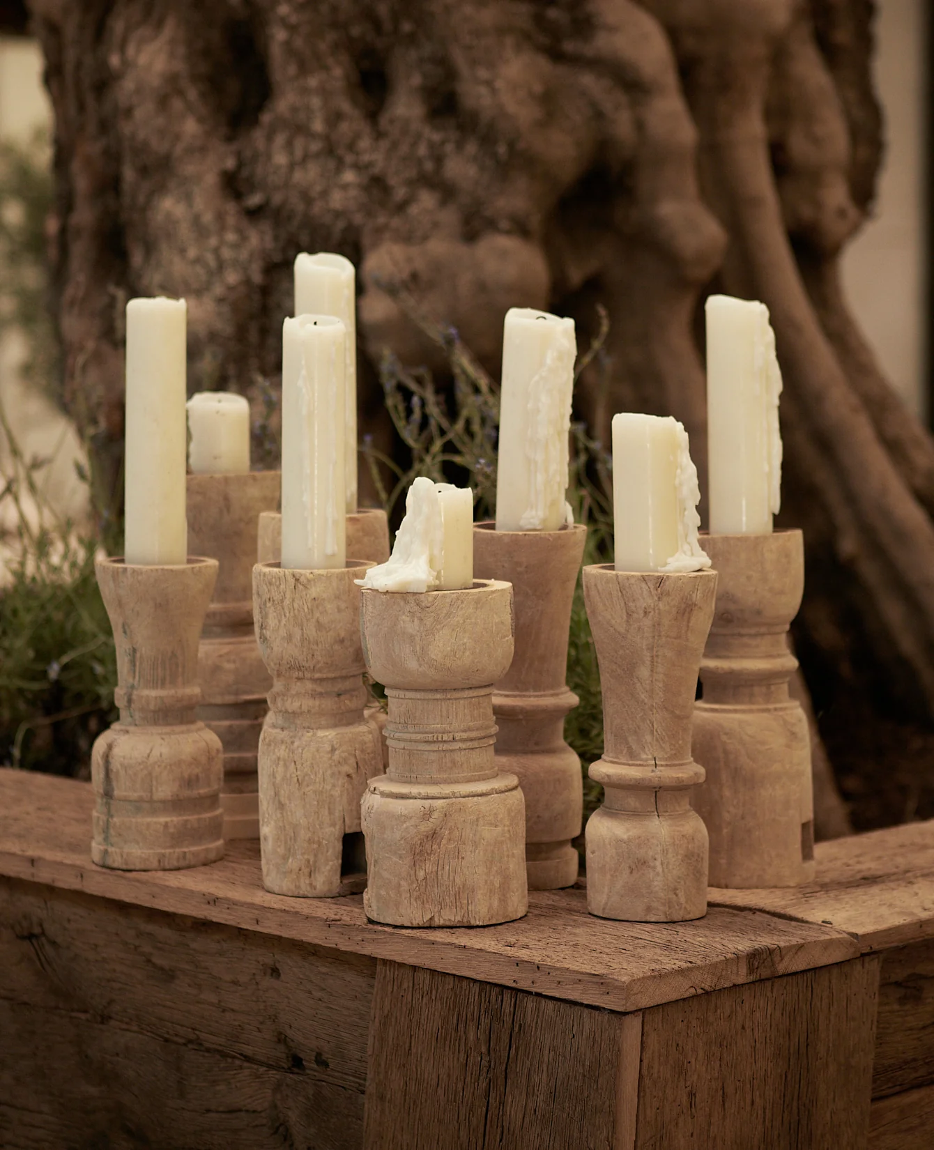 Statuary Pillar Candle Stand - Bleached - Image 3