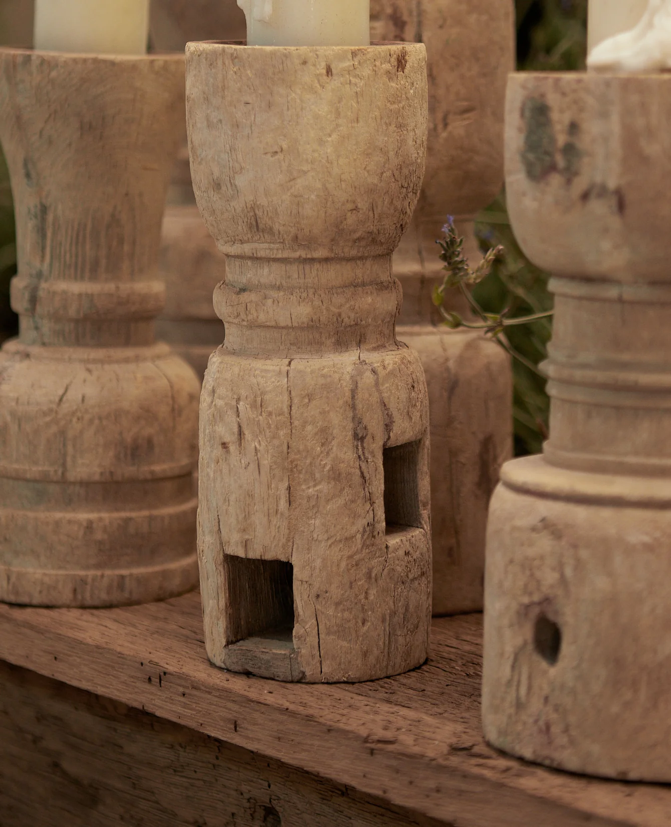 Statuary Pillar Candle Stand - Bleached - Image 4