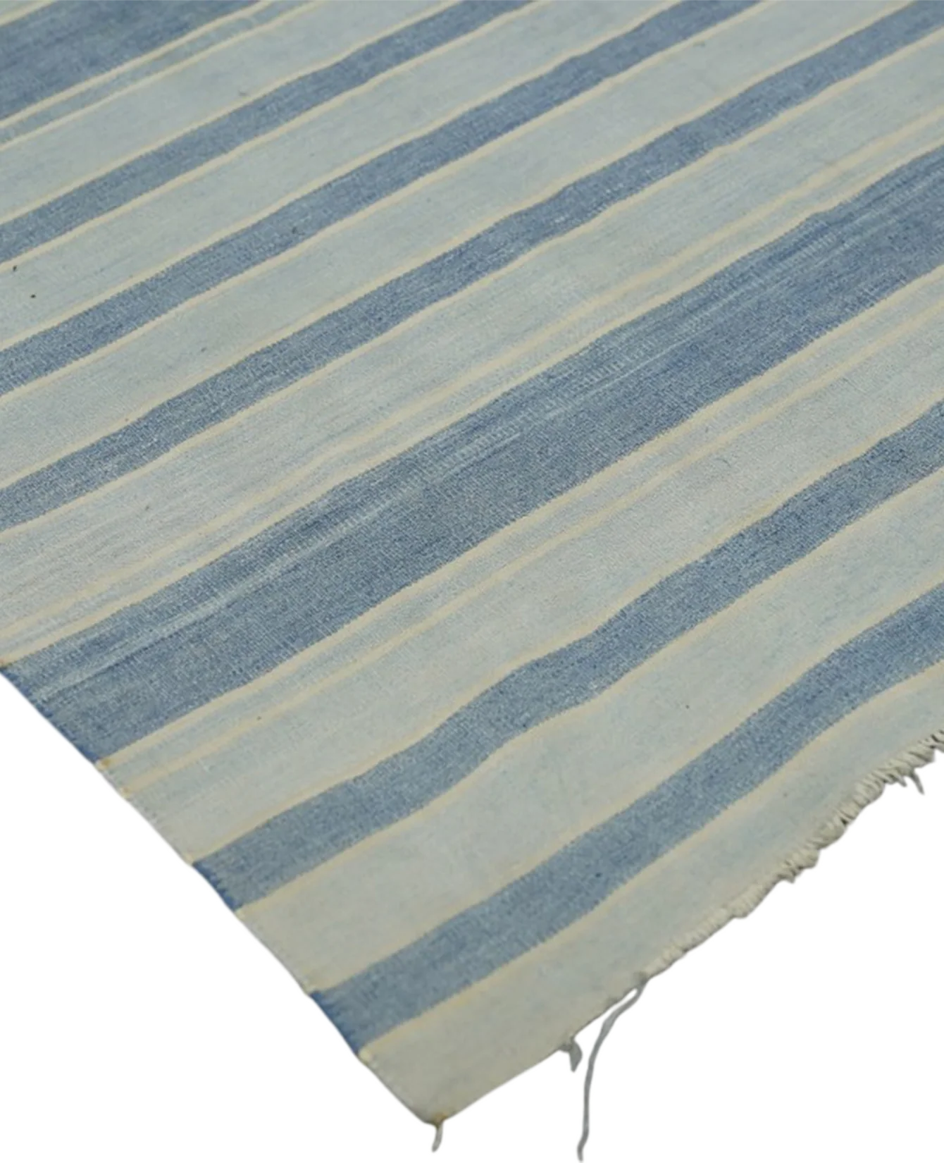 Dhurrie Rug - Blue and Gray Stripes - Image 3