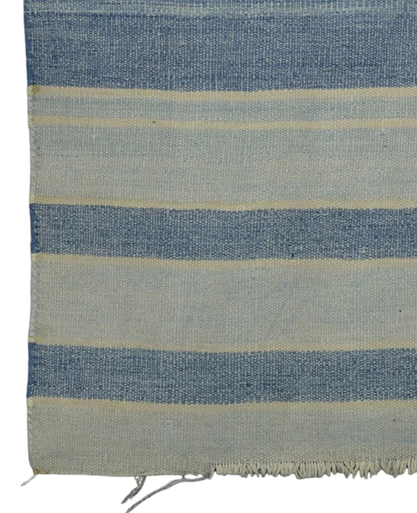 Dhurrie Rug - Blue and Gray Stripes - Image 4