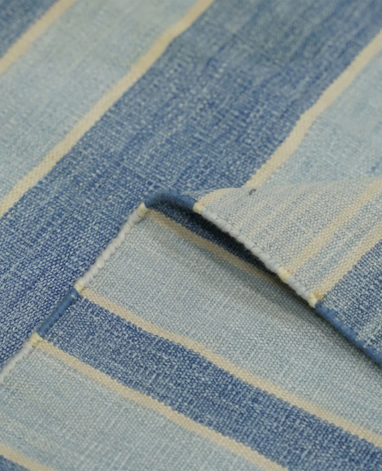 Dhurrie Rug - Blue and Gray Stripes - Image 5