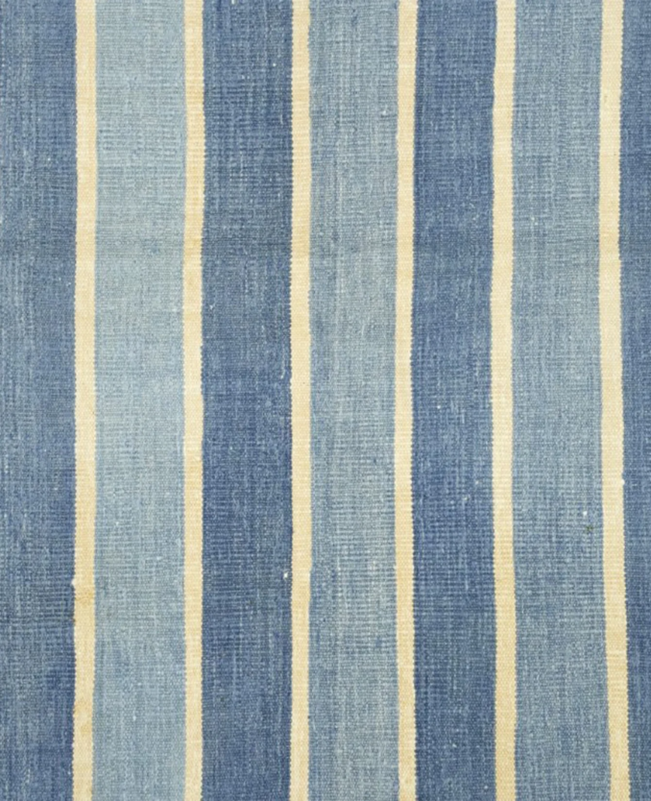 Dhurrie Rug - Blue Stripes and Yellow Accents - Image 4