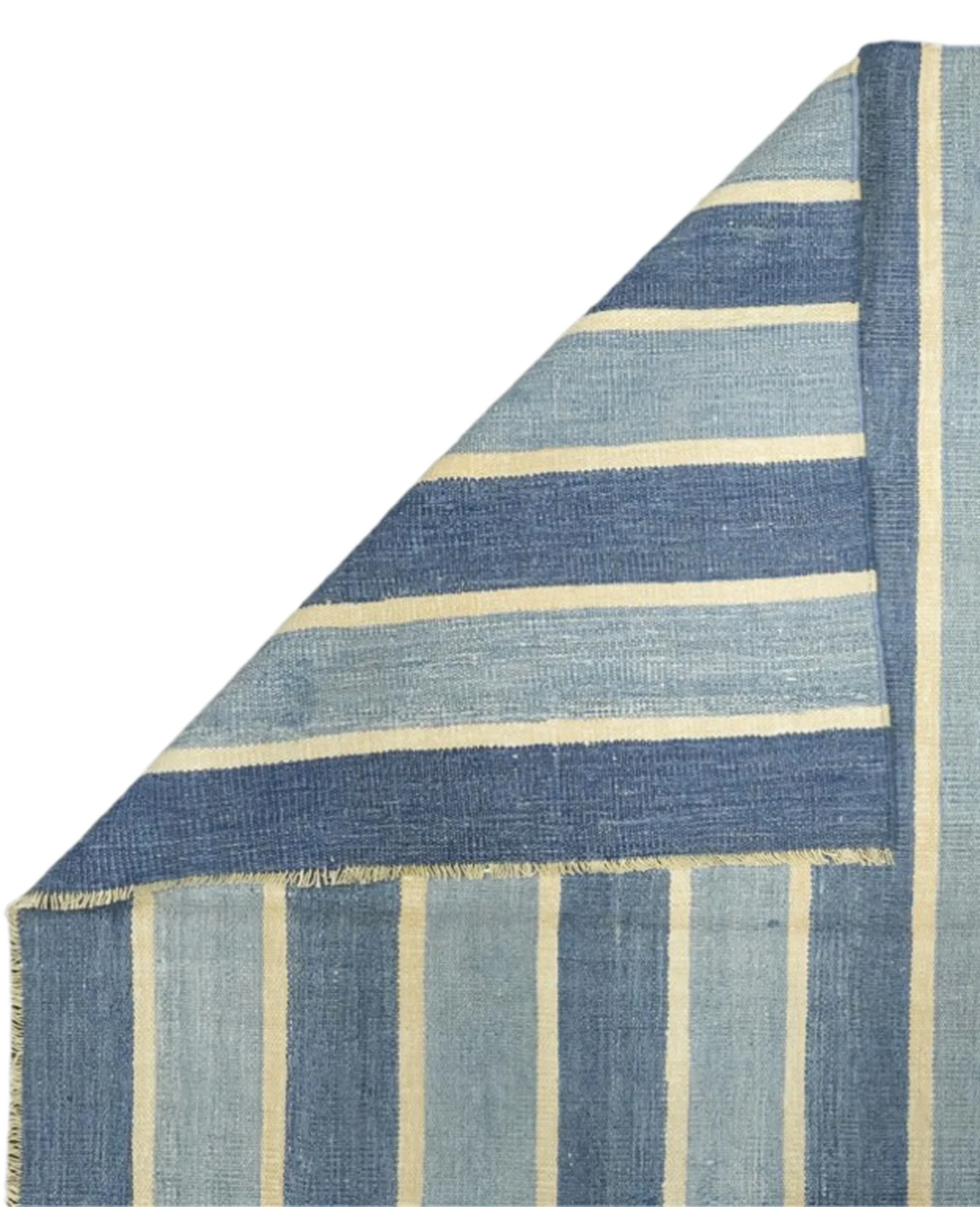 Dhurrie Rug - Blue Stripes and Yellow Accents - Image 5