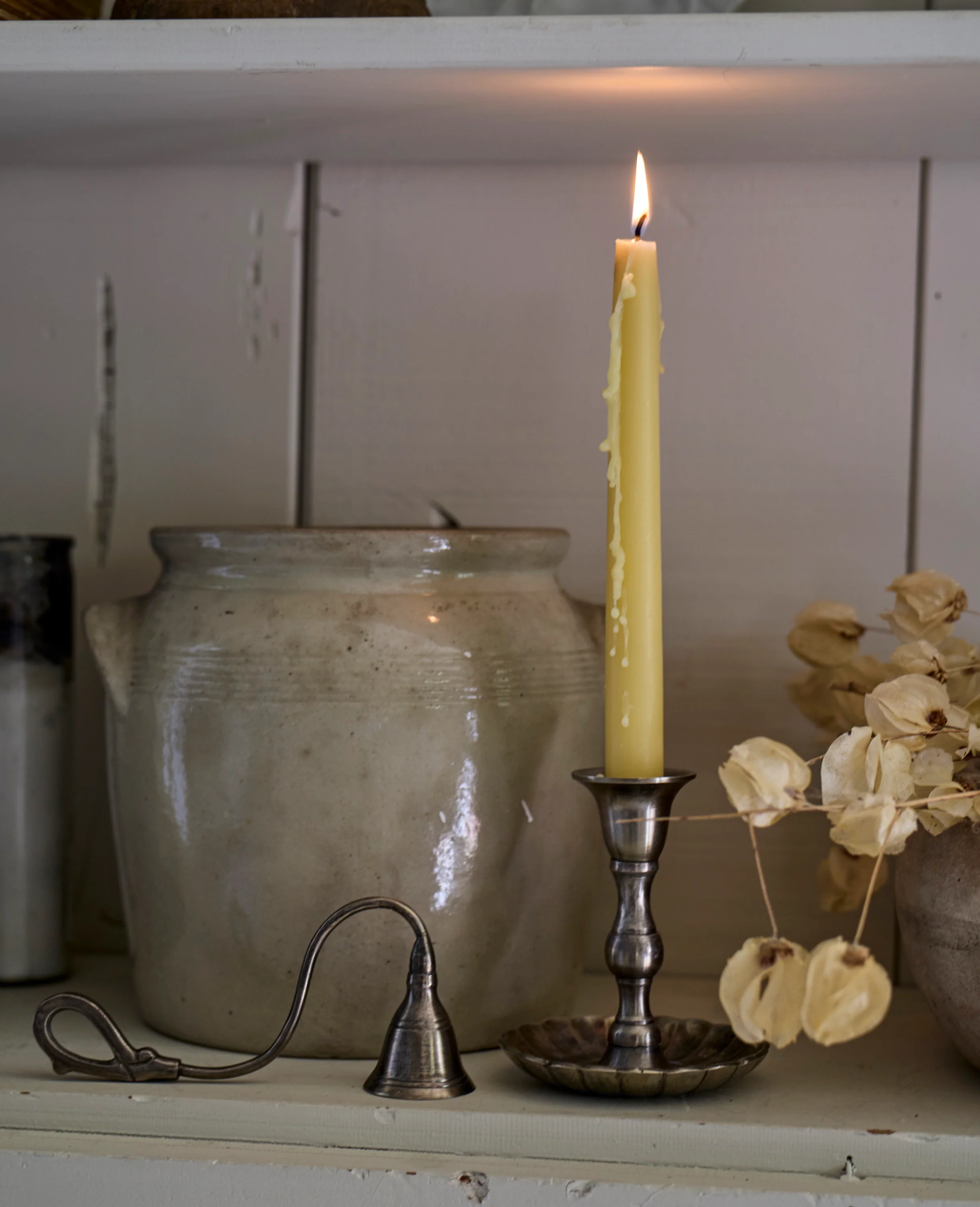 Drippy Beeswax Taper Candle - Natural - Image 6