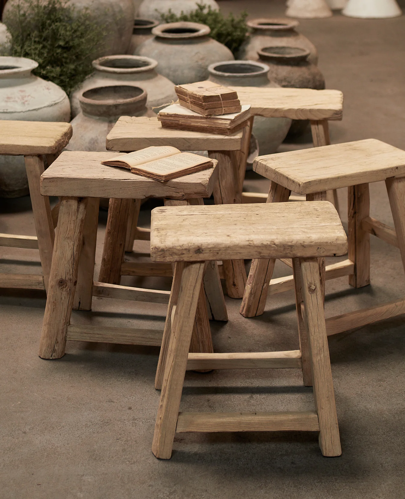 Elm Wood Stool - Bleached - Image 4