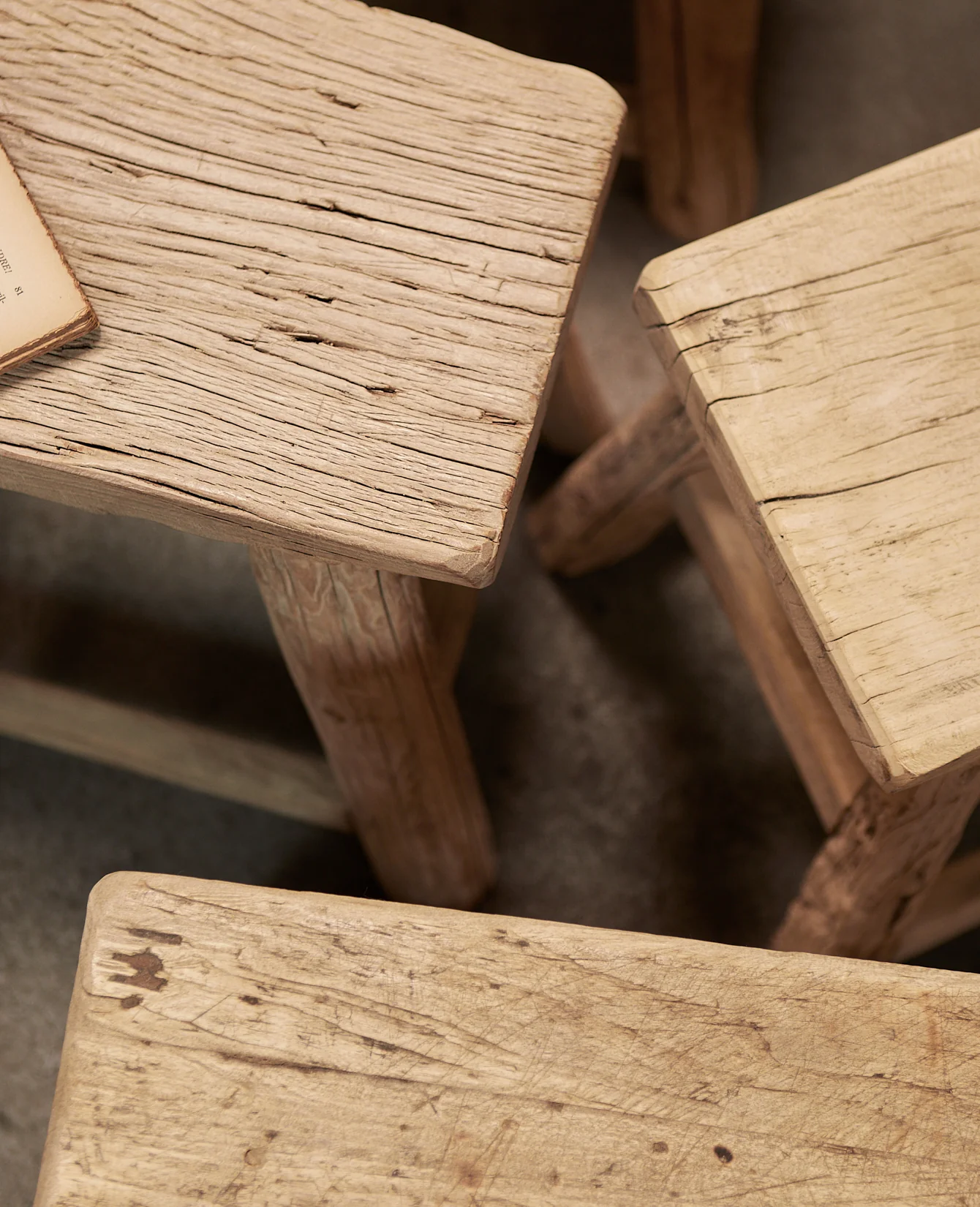 Elm Wood Stool - Bleached - Image 5