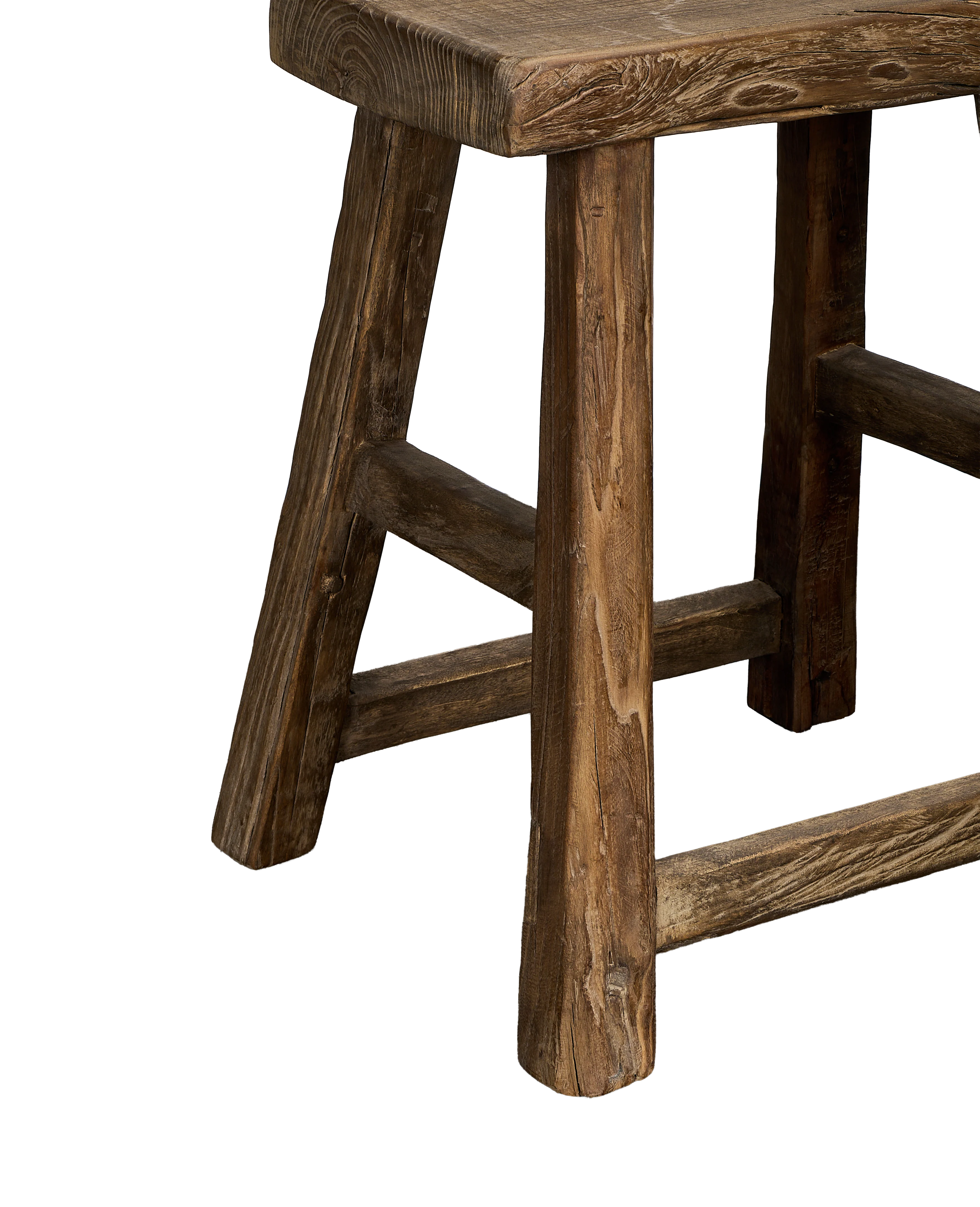 Elm Wood Stool - Natural - Image 5