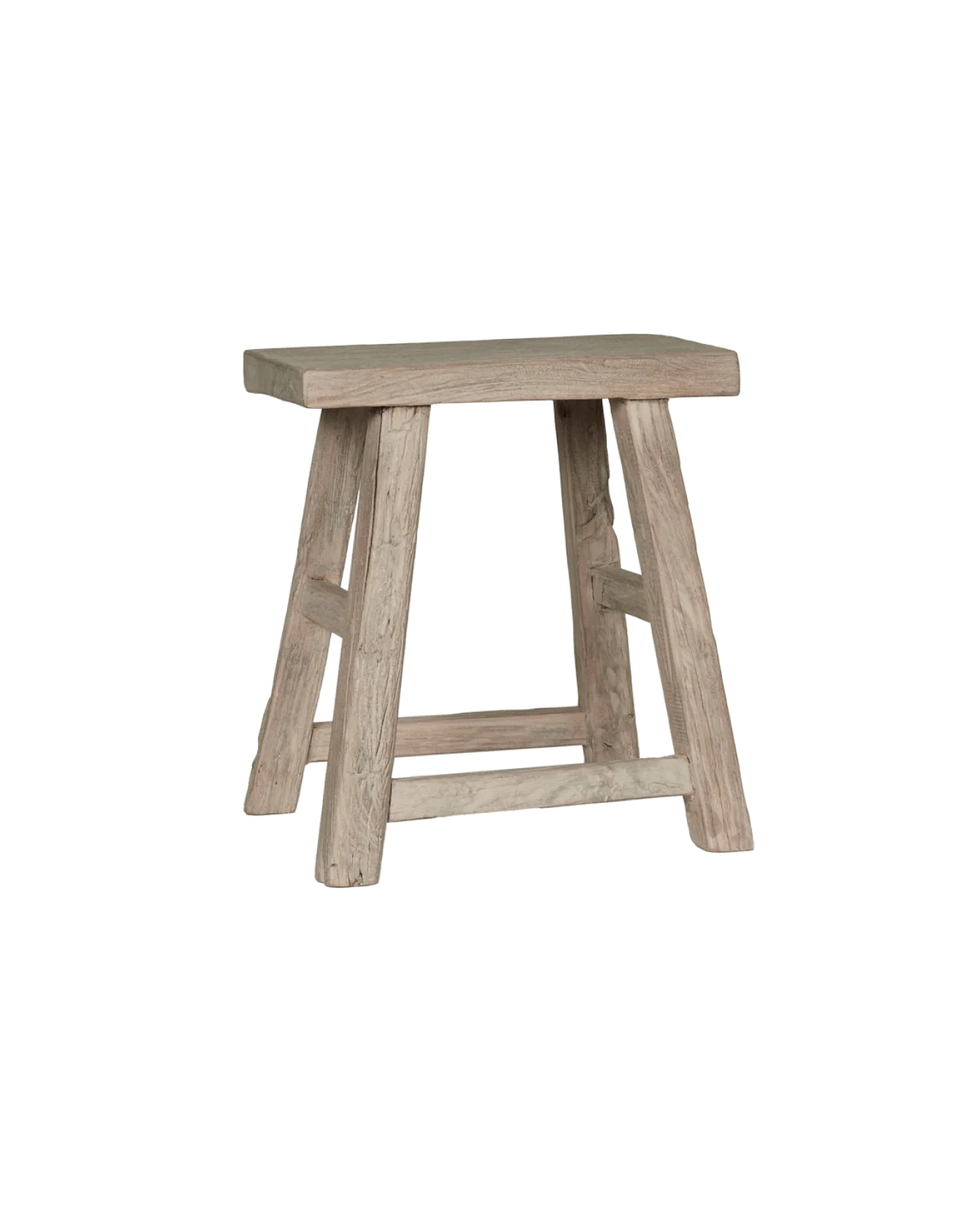 Elm Wood Stool - White Wash