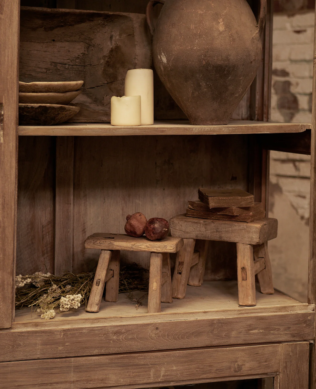 Mini Elm Wood Stool - Image 3