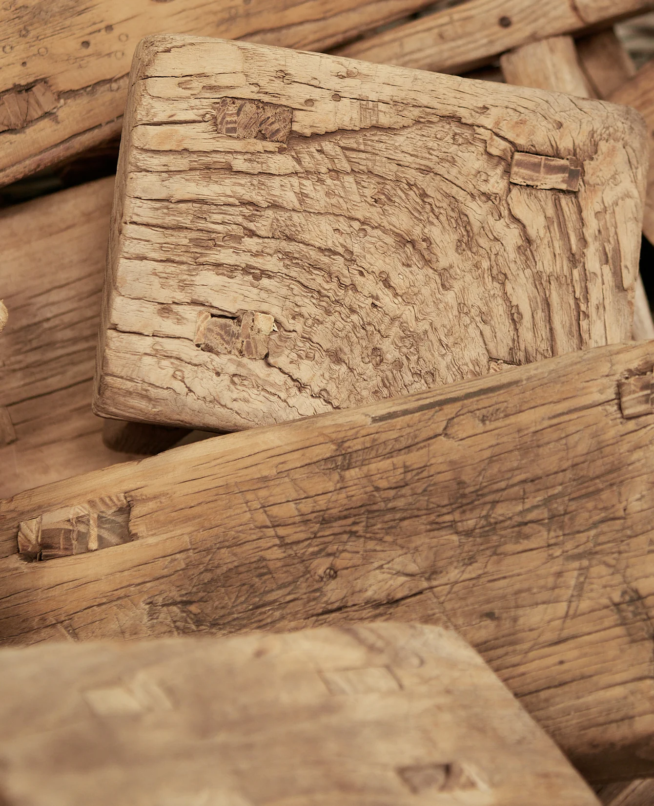 Mini Elm Wood Stool - Image 5