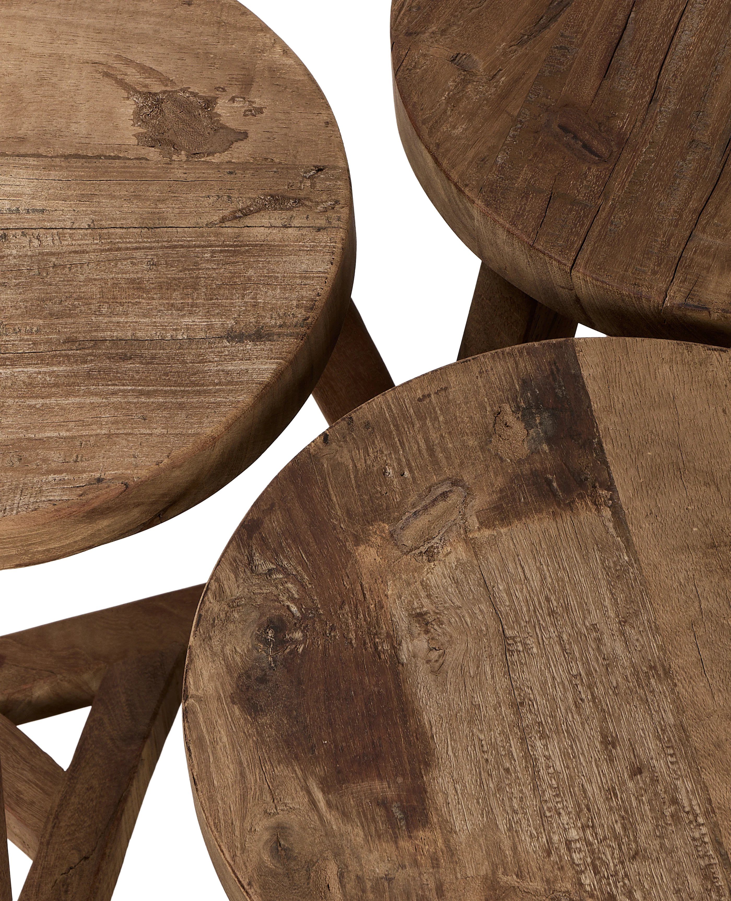 Round Reclaimed Wood Stool - Image 3