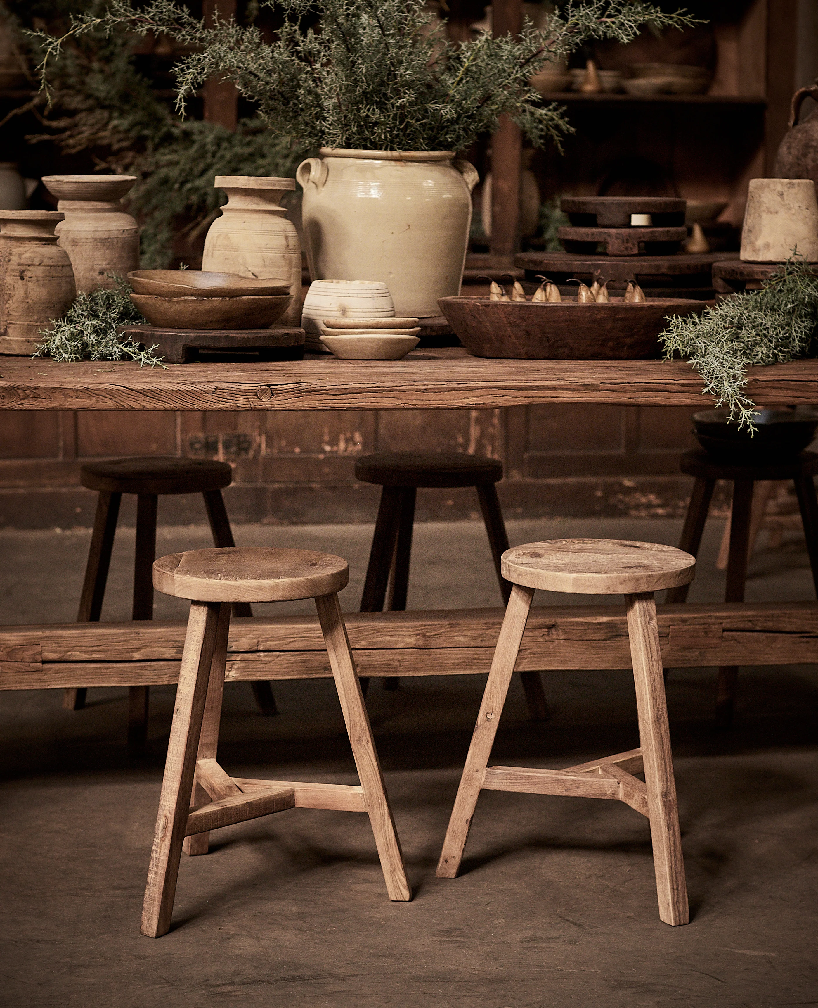 Round Reclaimed Wood Stool - Image 4