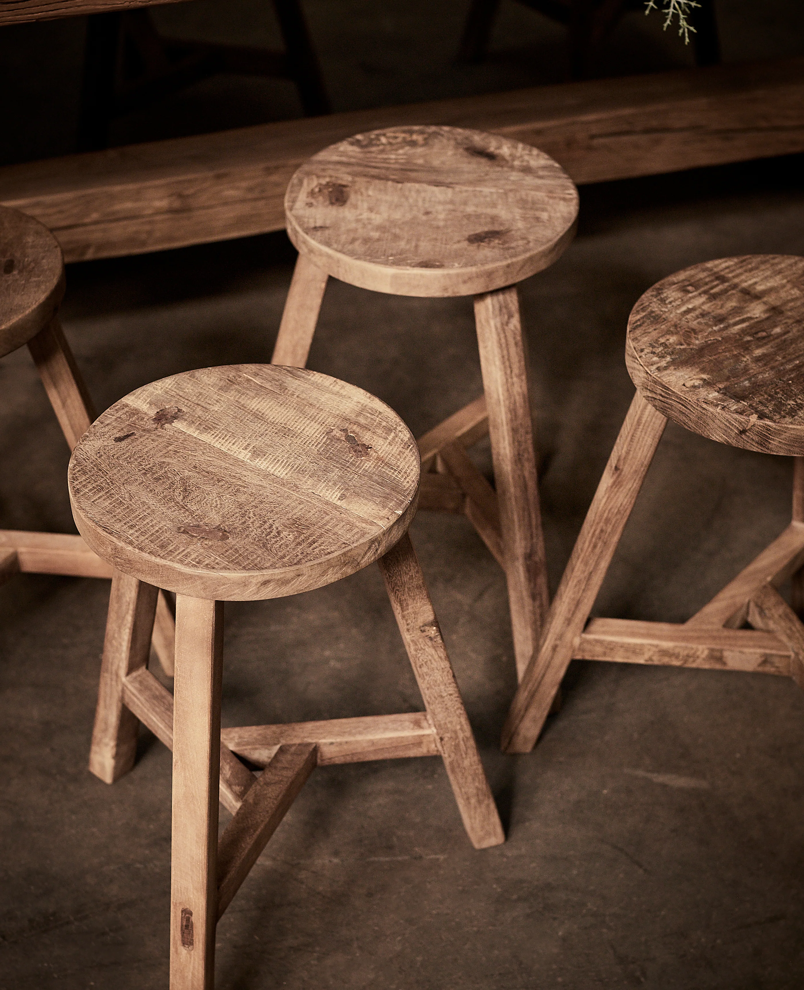 Round Reclaimed Wood Stool - Image 5
